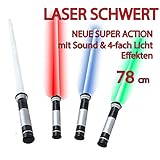 Die Besonderheit dieses Licht Schwertes liegt in der 4-fachen Umschaltbarkeit der Lichtmodi auf rot, blau, grün und Dauerlicht