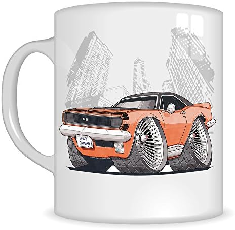 Koolart Gifts K3239-MG Cartoon of Chevrolet 67 Camaro SS - Caricature Orange Chevrolet Mug Gift for Men ( Mugs)