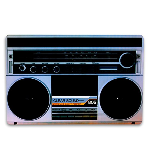 Kunststoff Tischsets Untersetzer im Retro 80er Style im 4er SET als Kasette, Testbild, Plattenspieler und Getthoblaster - 3