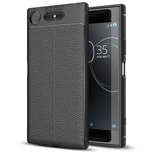 Sony Xperia XZ1 Cover Custodia Protezione di NALIA, Aspetto di Cuoio Ultra-Slim Case Protettiva Morbido Cellulare in Silicone, Bumper Copertura Sottile per Telefono Xperia-XZ1 Smartphone - Nero