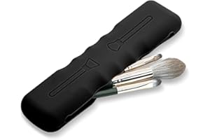 BEYEQCEZ Porte Pinceau Maquillage de Voyage, Support de Pinceaux Maquillages avec Fermeture Magnétique, Trousse de voyage en silicone tendance et portable pour pinceaux de maquillage douce et élégante - Noir