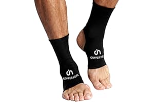 Rękaw kompresyjny do kostki od COPPER HEAL (para) – najwyższej jakości skarpety z miedzią podtrzymują łuk stopy obrzęk ścięgna Achillesa ból stawów i zapalenia powięzi sportowe urazy (M, BLACK)