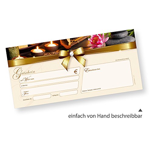 TATMOTIVE Geschenkgutschein Wellness (50 Stück) einfach Werte eintragen + Stempel, für Massage & Beauty - 3