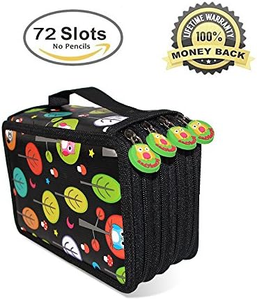 Pencil bags,Moliker 72 slots Super Large Capacity Multi-layer Students Pencil Colored Pencil/Roll Pouch/School Office Art Soft Pencil Bag for Art Drawing (Black)