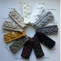 1 Stirnband mit Zopfmuster in weiß, grau, schwarz, braun oder beige Tönen, auf Wunsch mit Fleece gefüttert
