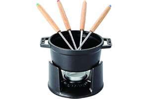 Staub Minifondueset, Induktionsgeeignet, Gusseisen, Schwarz, 13 x 9.9 x 7 cm, 1 Einheiten