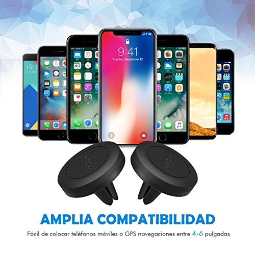 Soporte M  vil Coche Magn  tico de 2 Unidades para Rejillas del Aire de Coche Mpow Grip Magic Car Mount Universal con Im  n para iPhone X  8 7 6 Plus 6s 6 SE y Android Smartphone Samsung Huawei Xiaomi GPS Navegador 