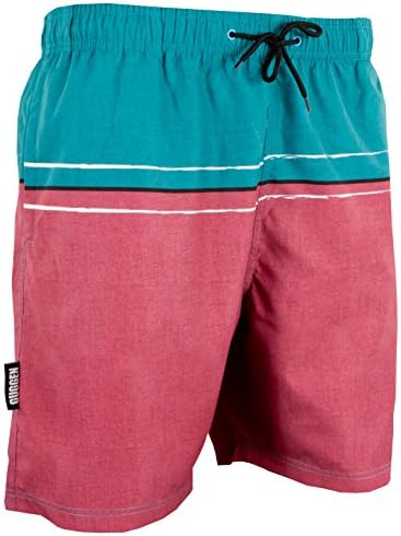 GUGGEN Mountain Men's Swim Shorts Swimming Trunks Beach Surf Swim Wear With Stripes *High Quality Print* Green Red XXXL
