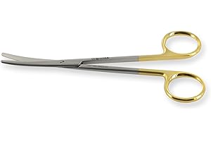 Gima 26514 Forbici Metzenbaum, Curve, Carburo di Tungsteno e Acciaio Inox, Linea Gold, 1 Unità, 14 cm