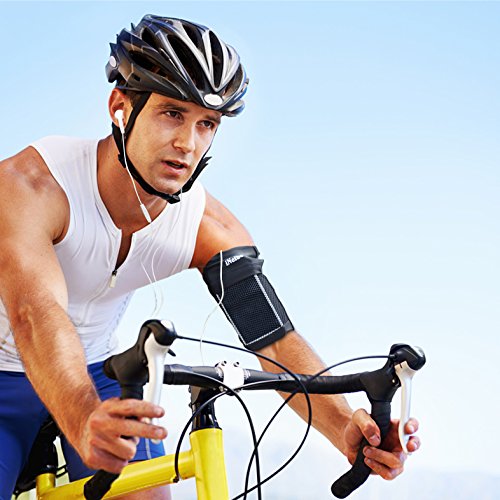 iNeibo Sportarmband FÃ¼r Smartphone bis 7 Zoll, Leichte Und atmungsaktive Sport Handytasche | Oberarmtasche ohne GÃ¼rtel, ReiÃŸ- Oder Klettverschluss Ideal FÃ¼r Joggen, Radfahren, Fitness. S/Schwarz
