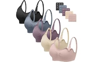 HBselect 5 PCS Reggiseno Allattamento con Estensione Reggiseno Bra Donna Morbido e Traspirante Reggiseno Senza Ferretto e Senza Cuciture