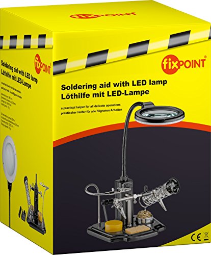 Fixpoint Löthilfe mit LED-Lampe | Schwanenhals-Krokodilklemme Lupe mit LED Lampe, 1 Stück, 45241 - 4