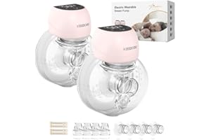 KISSBOBO Tire-lait Révolutionnaire Electrique Portable, Tire-Lait Électrique avec 12 Niveaux 4 Niveaux, Confort Optimal avec Minuterie 21mm/24mm (Rose 2 Pièces)