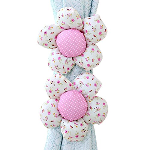 DDLBiz® 1 Paar Sonnenblumenfenster -Vorhang Buckle Decor (Weiß+Pink)