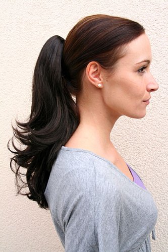 WIG ME UP ® – T400-3 Haarteil ZOPF VOLUMINÖS gewellt DUNKELBRAUN, Farbton 3 - 2