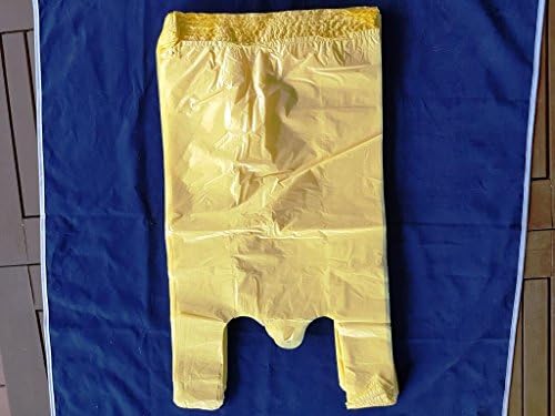 ( Pack of 100 ) T-shirt 30 x 8 x 55 cm , 15 microns polythene bags , HDPE plastic bags Food packing shopping package wrap Butchers Bakery Shop Waste Disposal safe product sos carry with handle