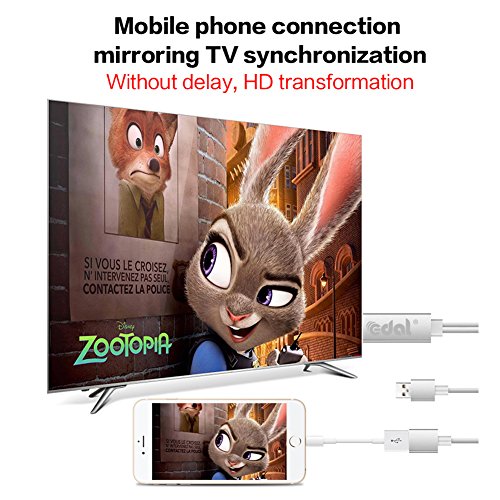 Lightning to HDMI Adapter Kabel, Kasit Lightning Digital AV auf HDMI 1080P Kabel für für iPhone 7 7 plus 6s 6s plus 6 6 plus 5 5c 5s SE, iPad Luft / Mini / Pro, Samaung (Plug & Play) – Weißer - 4