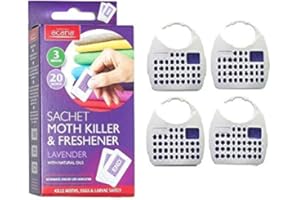 Discount Seller Pack of 20 Acana Moth Killer Sachets with Hanging Moth Killer and Lavender Freshener