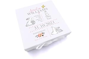 ukgiftstoreonline Personalised Rabbit Baby Girl Keepsake Memory Box Gift (Large)