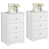 Yaheetech 2pcs Bedside Tables with Three Drawers Tall Bedside Tables | Storage Organizer, 48 x 40 x 73.5 cm, Bench Colour