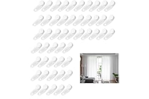 GYWHOOFT 50 ganci binari tende in plastica bianca,ganci scorrevoli in plastica,ganci scorrevoli a scatto,facili da montare su binari per tende da soffitto, resistenti