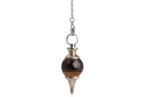 GEM-INSIDE CREATE YOUR OWN FASHION Ball Natural Yellow Tiger Eye Dowsing Chakra Pendulum for Divination Real Stone Reiki Pendant for Women Energy Healing