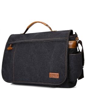 Umhängetasche, Gracosy Unisex Laptoptasche 15,6 Zoll Vintage Canvas Messenger Bag Schultertasche Herren für Arbeit...