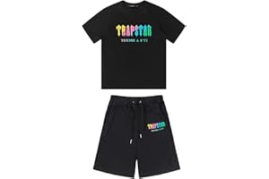 BYIYGSL Tuta Sportiva Da Uomo T-shirt Trapstar in 2 Pezzi Tuta Da Jogging Trapstar Cotone T-shirt e Pantaloncini Casual Sweatsuit Set,Unisex