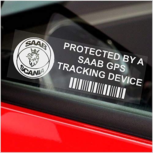 Platinum Place 5 x SAAB GPS Tracking Device Security Window Stickers 87x30mm-9-3 9-5 9000 9-7X 9-4X-Car,Van Alarm Tracker