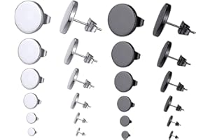 GoldChic Jewelry Boucles d'oreilles Homme Femme Bijoux Simple Clous et puces Goujons de Disque en Acier Inoxydable Ensemble de Clous