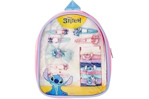HUNTER PRICE INTERNATIONAL LIMITED Disney Stitch Backpack - Hair Accessory Gift Set with Clips, Bobbles & Bands - Portable, Travel, Styling Hair Accessories Kit for Kids Ages 3+ - Fun Stitch Gifts for Girls, Birthday, Christmas