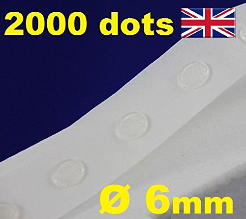 Glue Dots, 2000 punti di colla forte, rimovibili e trasparenti, 6 mm, per artigianato e creazione biglietti