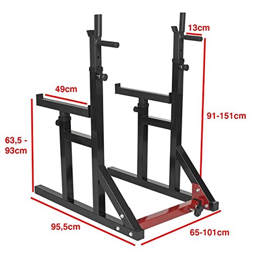 Gorilla Sports Erwachsene Multi Squat Rack Verstellbare Ablage Kniebeugenständer, Schwarz, One Size - 2