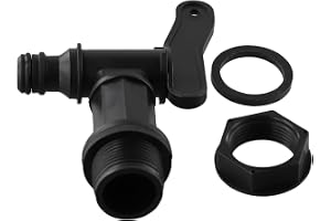 Vattenkran för regntunna, livsmedelssäker plastkonstruktion med 26,2 mm grovgänga och 17 mm rörkompatibilitet, avtagbar design för enkel rengöring, svart finish
