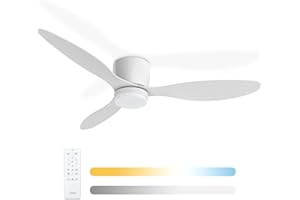 ‎NOATON Noaton Deckenventilator mit Beleuchtung Fornax Weiß, Durchmesser 132 cm, DC motor 40 W, Dimmbares LED-Modul 22 W, 3 Farbtemperaturen, Fernbedienung, Timer, Luftdurchsatz bis zu 185 m3/min