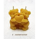 Bienenwachs kerzen - Bärchenpaar mit Herz aus echtem 100% Bienenwachs, Geschenkidee Bees wax Candels Beeswax