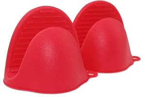 HUBEI Silicone Oven Mitts for Instant Pot or Kitchen use as Potholder or Baking Holder Mitten Holders can be Used When Cooking on a Grill Pinch Grips Kitchen Heat Resistant Gloves (red, 2pcs/set)