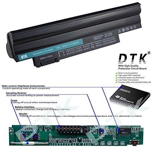 DTK® Ultra Hochleistung Notebook Laptop Batterie Li-ion Akku für For Acer Aspire One D255 D257 D260 522 722 Fits P/N: AL10A31 AL10B31 AL10BW AL10G31 BT.00603.121 LC.BTP00 – 12 Monate Garantie [ 6-cell 11.1v 4400mah ] - 2