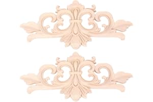 HEALLILY 2 Pz Legno Intagliato Lungo Onlay Applique Artigianato Non Verniciato Porta Fiore Decor Onlay Legno Porta dell'Armadio Intaglio Fiori per Casa Bar Ufficio Negozio
