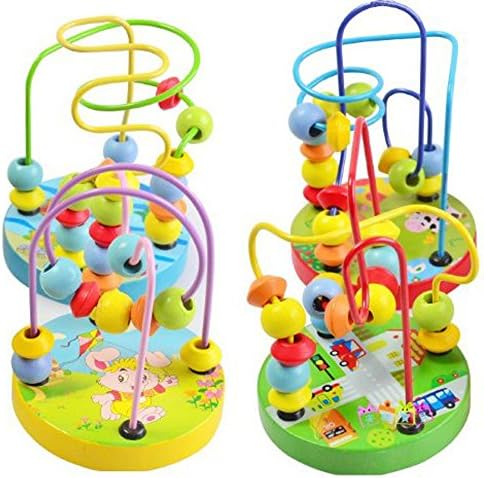 DPWELL Multicolor Baby Children Wooden Bead Roller Coaster Maze Educational Game Wooden Toy