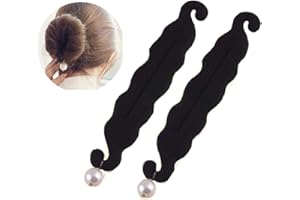 Ericotry 2 piezas de esponja de espuma negra perla para hacer moños, moldeador de pelo, donas de pelo, herramienta de clip para cola de caballo Brai, accesorios de peinado para mujeres y niñas