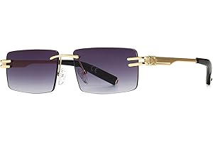 kachawoo Randlose Herren-Sonnenbrille mit Verlaufslinsen, Retro-Rechteck-Sonnenbrille für Männer und Frauen, rahmenlose Brille, modisches Markendesign
