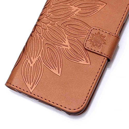 TOYYM Tasche Hülle für Samsung Galaxy S6 Edge,Flip Schutzhülle Zubehör PU Leder Handytasche 3D Braun Blume Muster Design im Bookstyle mit Ständerfunktion[Stand Feature] Kartenfächer für Samsung Galaxy S6 Edge Leder Cover - 3