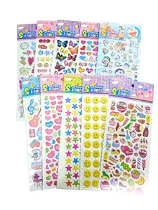 Peel- Off 3D Foam Decorative Stickers for Kids Cards Craft Scrapbooking Party Favors Gift Class Rewards(200+ Stickers) (Pack of 10 ( Any Designs/ Themes))