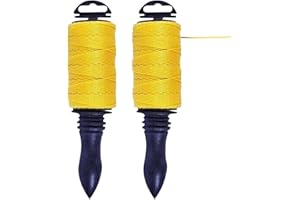 BARGAINS-GALORE Set Of 2 Builders Line String Rope - 100 Metre, Ideal For Building, Bricklaying & Groundwork | Brick Handle, Measuring Hand Tool | Fast Spinning Reel | Ground Peg