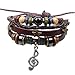 Produktbild HSL Handgefertigte Bunte Perlen 4 Wraps Alloy echtes Leder-Armband Musical Note Charm- Schwarz