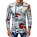 Produktbild YunYoud Langarmshirts Gedruckt Bluse Casual Slim Shirts Tops herren hemd langarm grün leichtes sommerhemd schwarz rotes elegant baumwollhemden kurzarm gelb kariert