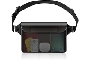 通用 LEEPAT Waterproof Pouch Bag with Adjustable Waist Strap, Transparent Screen Touchable Dry Bag with 3 Zipper Design, Protect Your Phone Waterproof Waist Bag for Boating, Swimming, Beach, Pool, Black