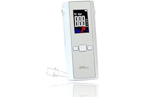 iBACheck Alcootest Portatile con LCD a 3 Colori. Test Alco Ricaricabile a Basso consumo energetico. Test di Alcol Compatto e Facile da Usare. 4 unità predefinite e 200 Souvenir
