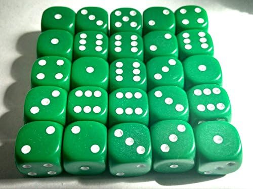 Green 12mm D6 Opaque x25 Dice